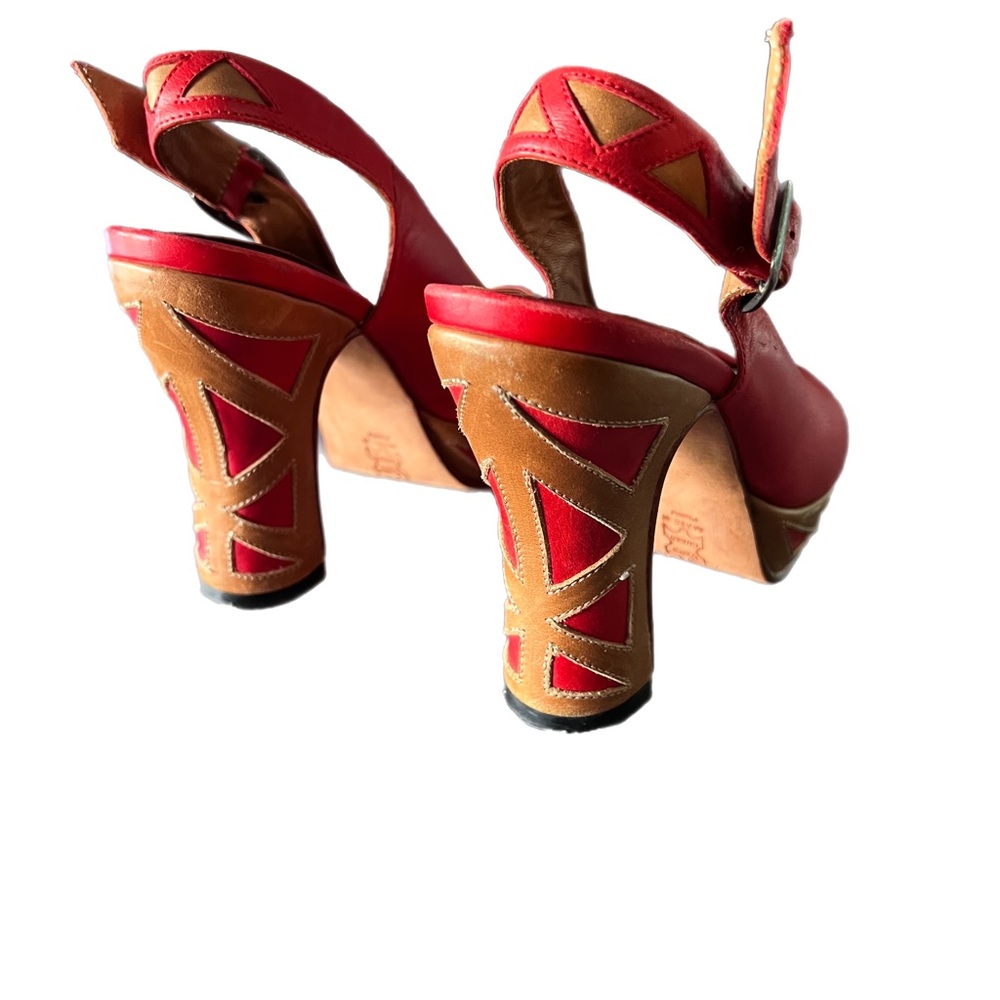 John Fluevog Red and Brown Heels - Picture 4 of 6